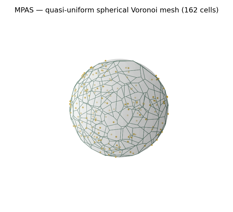 Quasi-uniform spherical Voronoi mesh